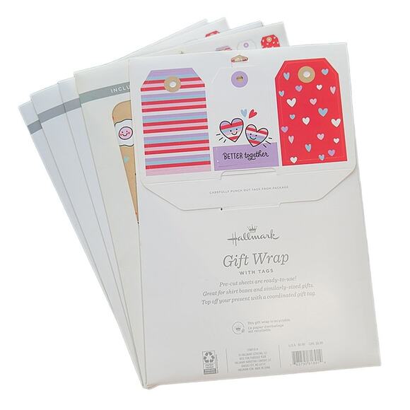 Hallmark 5-Pack Recyclable Gift Wrap Sheets Tags Better Together Friendship New - Picture 5 of 6